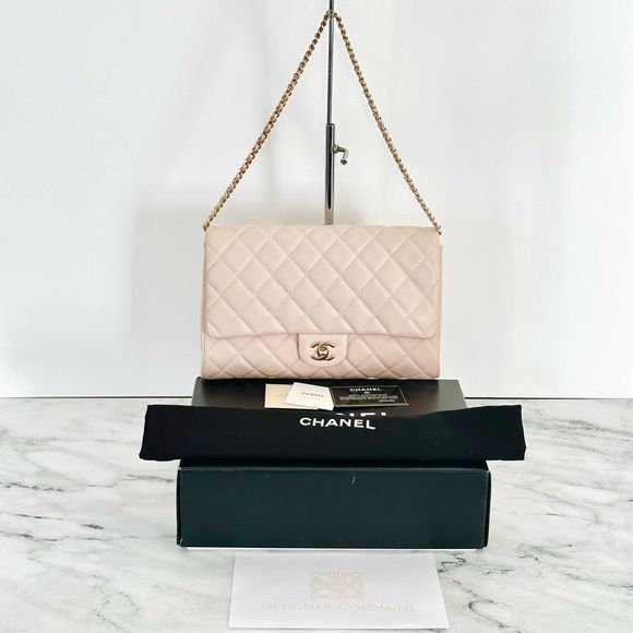 CHANEL Handbags - Chanel Lambskin Classic Flap Bag Cream Pink